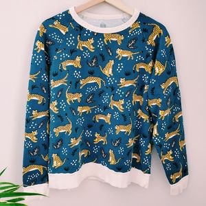 Winter Water Factory size L Wild Cats in Navy sweatshirt